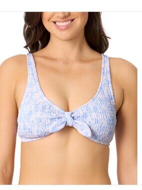 Salt + Cove Juniors' Smocked Tie-Front Bikini Top